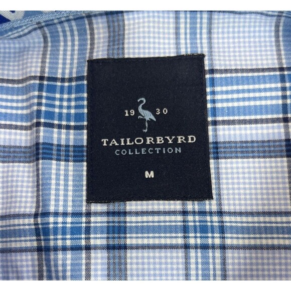 Tailorbyrd Mens Medium Blue Plaid Button Down Shirt - Picture 3 of 6